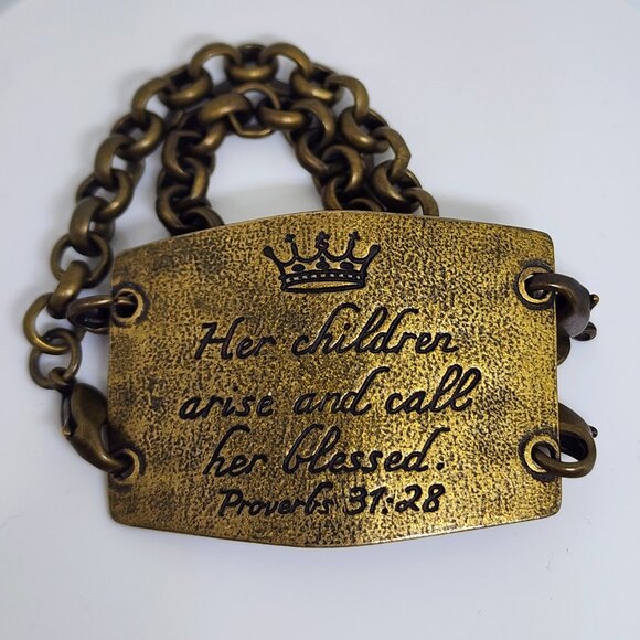 Lenny & Eva Large Brass Religious Proverb Double Chain Unique Signed Bracelet - Picture 9 of 9